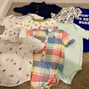 Lot of 8 Boys Shirts / Onesies – Sizes 12–24 Months